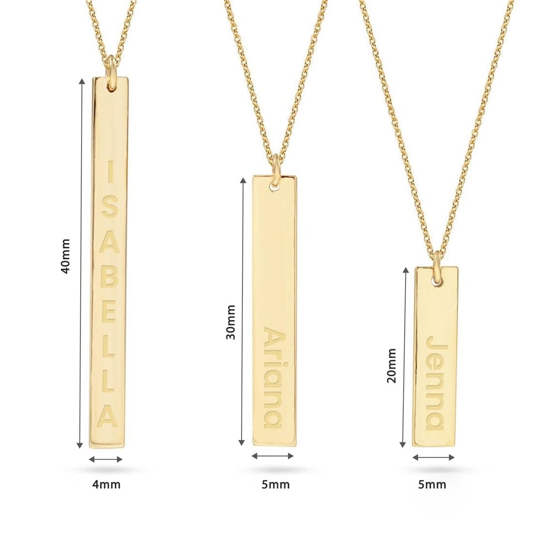 Goldstore-14k Solid Gold Custom Name Vertical Bar Necklace, Elegant Personalized Name Bar Necklace is a Great Gift For Her. Valentine's Gift