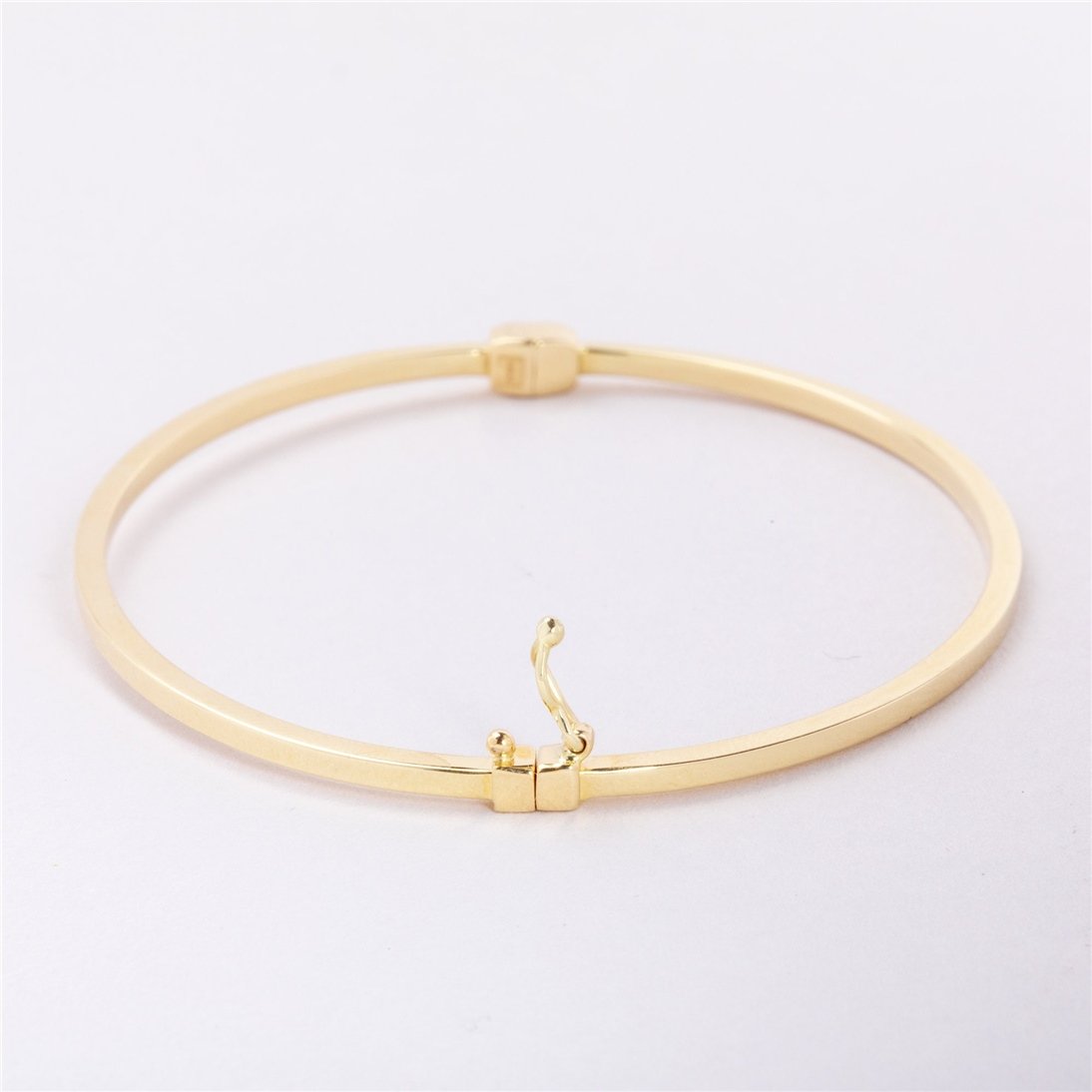 Goldstore-14K Solid Gold Dainty Hinged Bracelet, Plain Gold Bangle Bracelet, Hinged 2 mm Wide Bangle, Simple Stacking Gold Cuff, Thin Gold Bracelet
