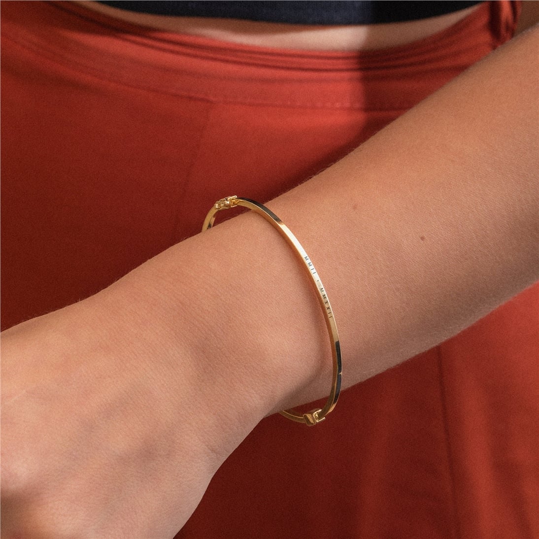 Goldstore-14K Solid Gold Dainty Hinged Bracelet, Plain Gold Bangle Bracelet, Hinged 2 mm Wide Bangle, Simple Stacking Gold Cuff, Thin Gold Bracelet