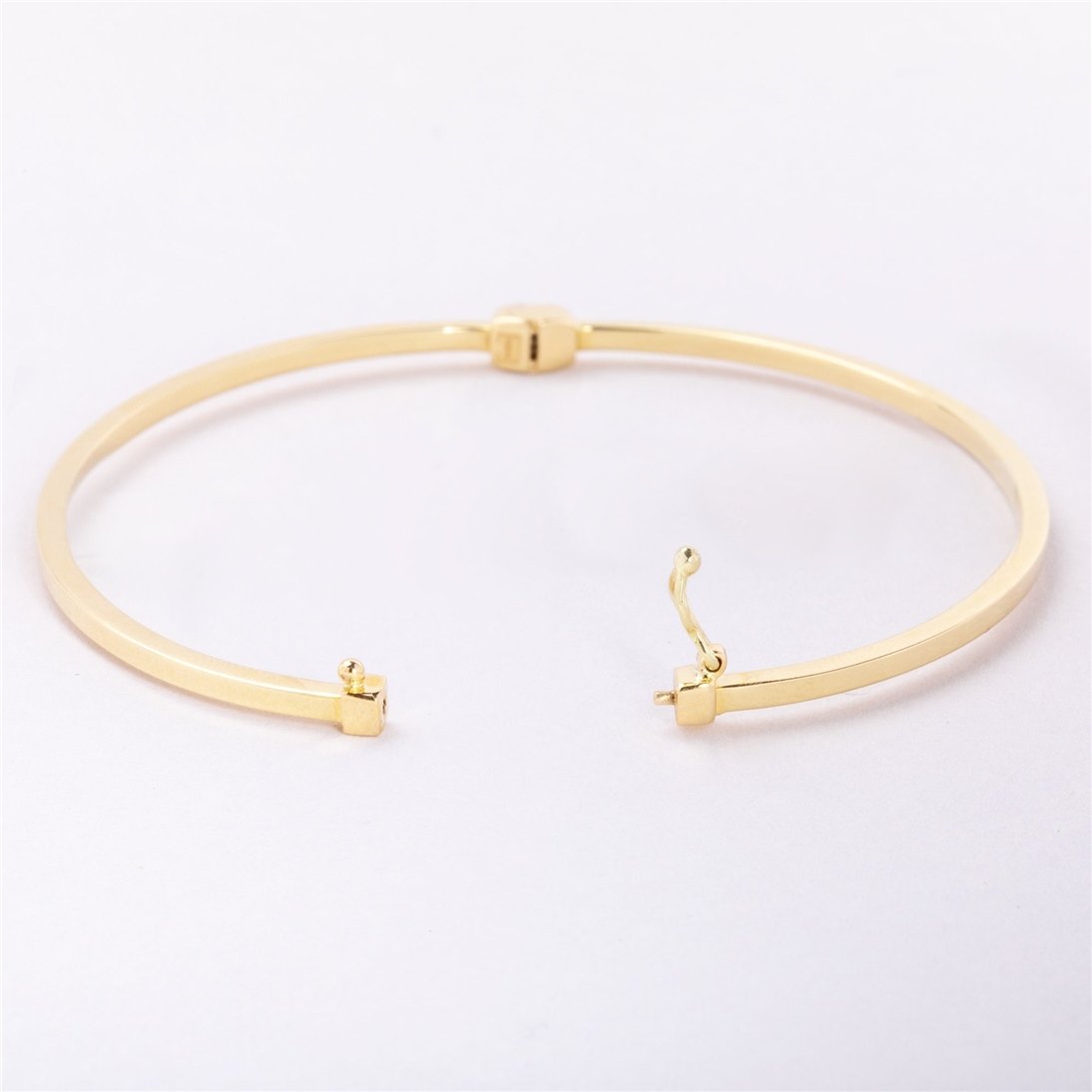 Goldstore-14K Solid Gold Dainty Hinged Bracelet, Plain Gold Bangle Bracelet, Hinged 2 mm Wide Bangle, Simple Stacking Gold Cuff, Thin Gold Bracelet