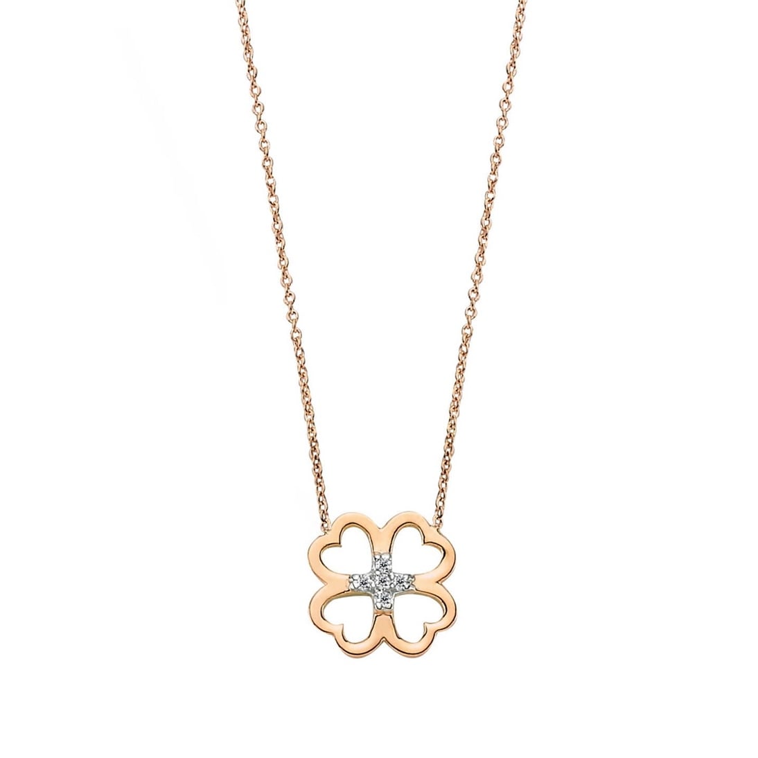 Goldstore-14K Solid Gold Diamond Clover Dainty Necklace, 4 Leaf Clover Pave Diamond Necklace, Heart Leaves Clover Necklace is a Great Gift For Her