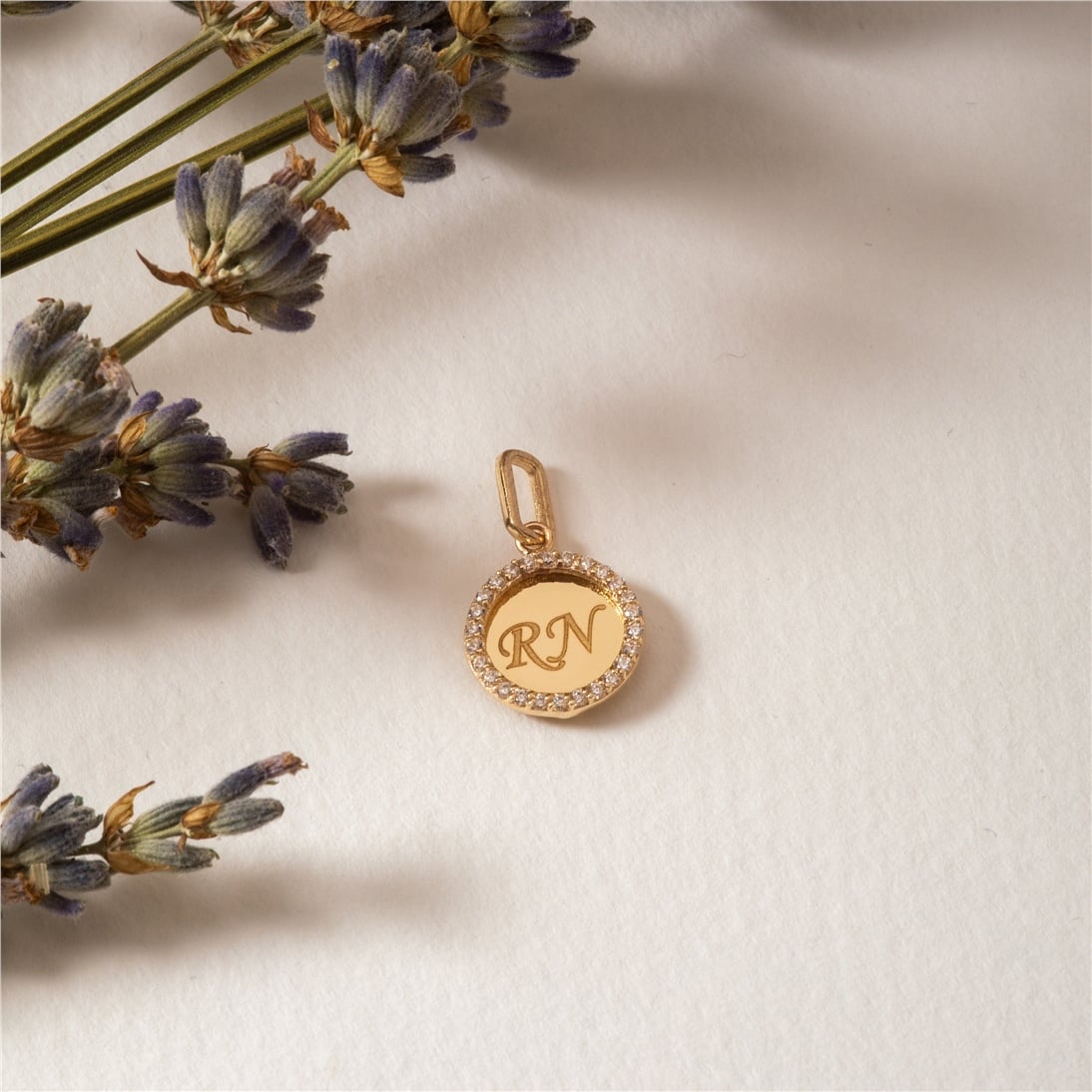 Goldstore-14K Solid Gold Disc Medallion Custom Initial Name Necklace, Elegant Gold Engraved Letter Necklace is a Great Gift For Her. Christmas Gift