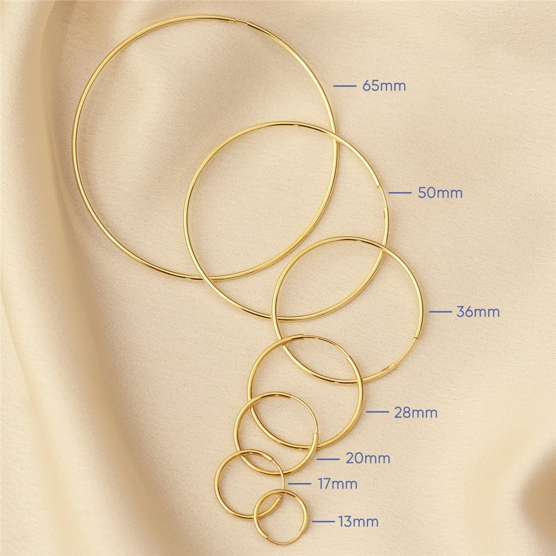 Goldstore-14K Solid Gold Endless Hoop Earrings, Tiny Hoop Earrings One Pair Simple and Dainty Small or Large Hoop Earrings is a Great Gift for Her