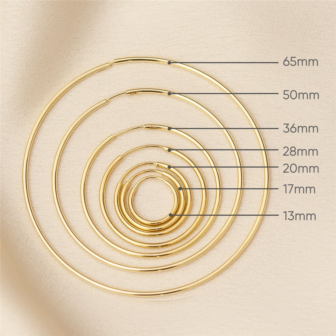 Goldstore-14K Solid Gold Endless Hoop Earrings, Tiny Hoop Earrings One Pair Simple and Dainty Small or Large Hoop Earrings is a Great Gift for Her