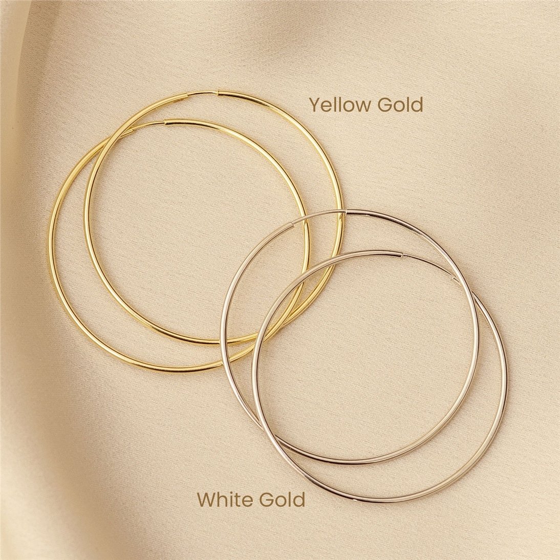 Goldstore-14K Solid Gold Endless Hoop Earrings, Tiny Hoop Earrings One Pair Simple and Dainty Small or Large Hoop Earrings is a Great Gift for Her