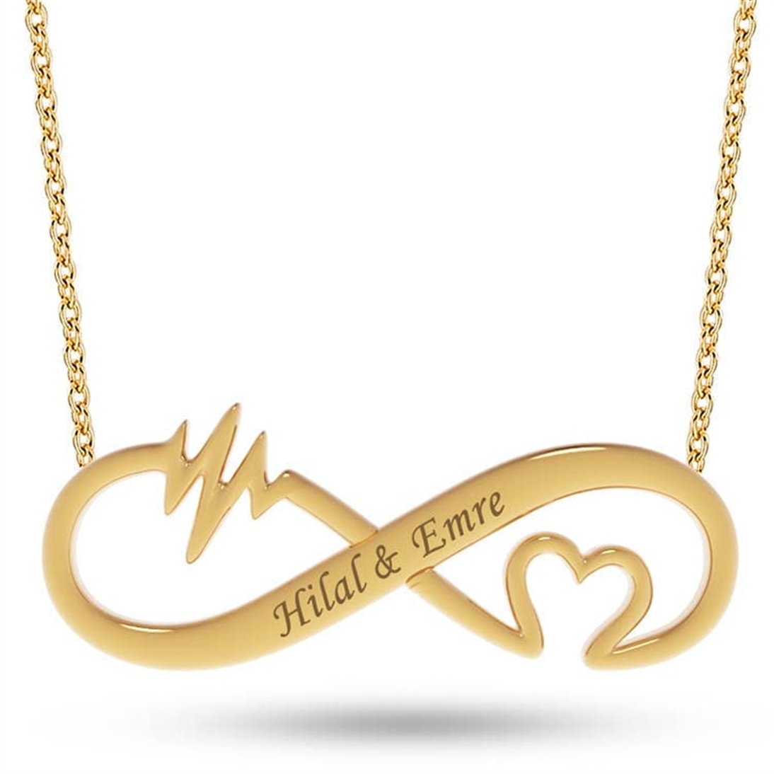 Goldstore-14k Solid Gold Engraved Name Infinity Necklace, Dainty Personalized Necklace is a Great Gift For Her. Gift For Women