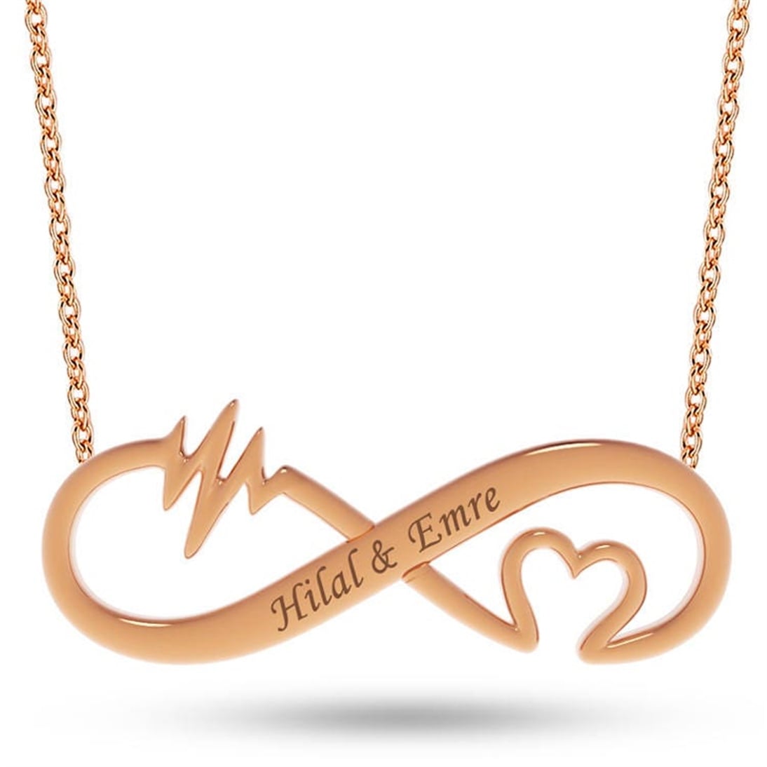 Goldstore-14k Solid Gold Engraved Name Infinity Necklace, Dainty Personalized Necklace is a Great Gift For Her. Gift For Women