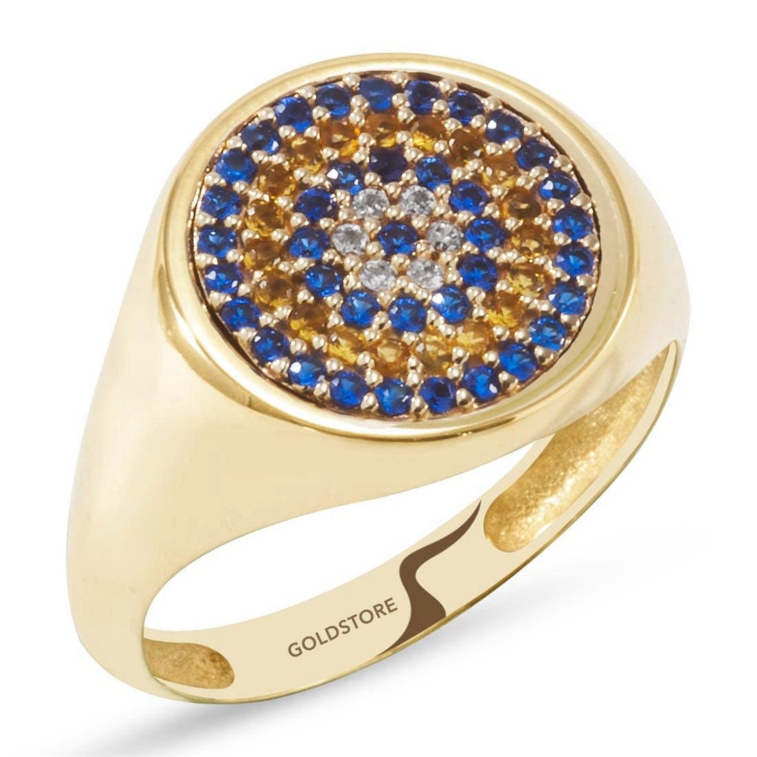 Goldstore-14k Solid Gold Evil Eye Round Ring, Dainty Evil Eye Signet Ring is a Great Gift For Her. Gift For Women