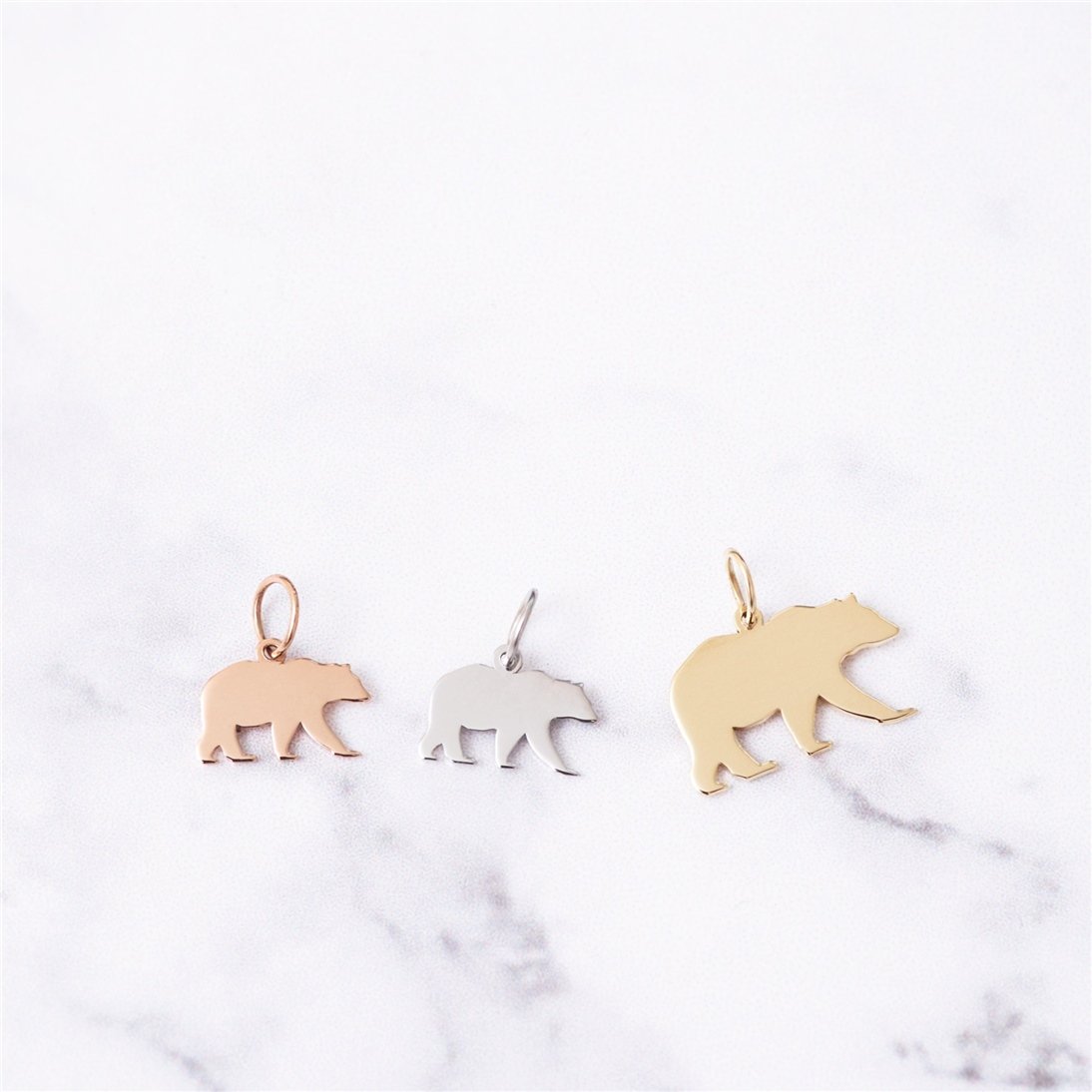 Goldstore-14k Solid gold Mama Bear Necklace, Mama Bear and Baby Bear Gold Necklace, Custom Name Initial Engraved Mama Cubs Bear Necklace for Grandma