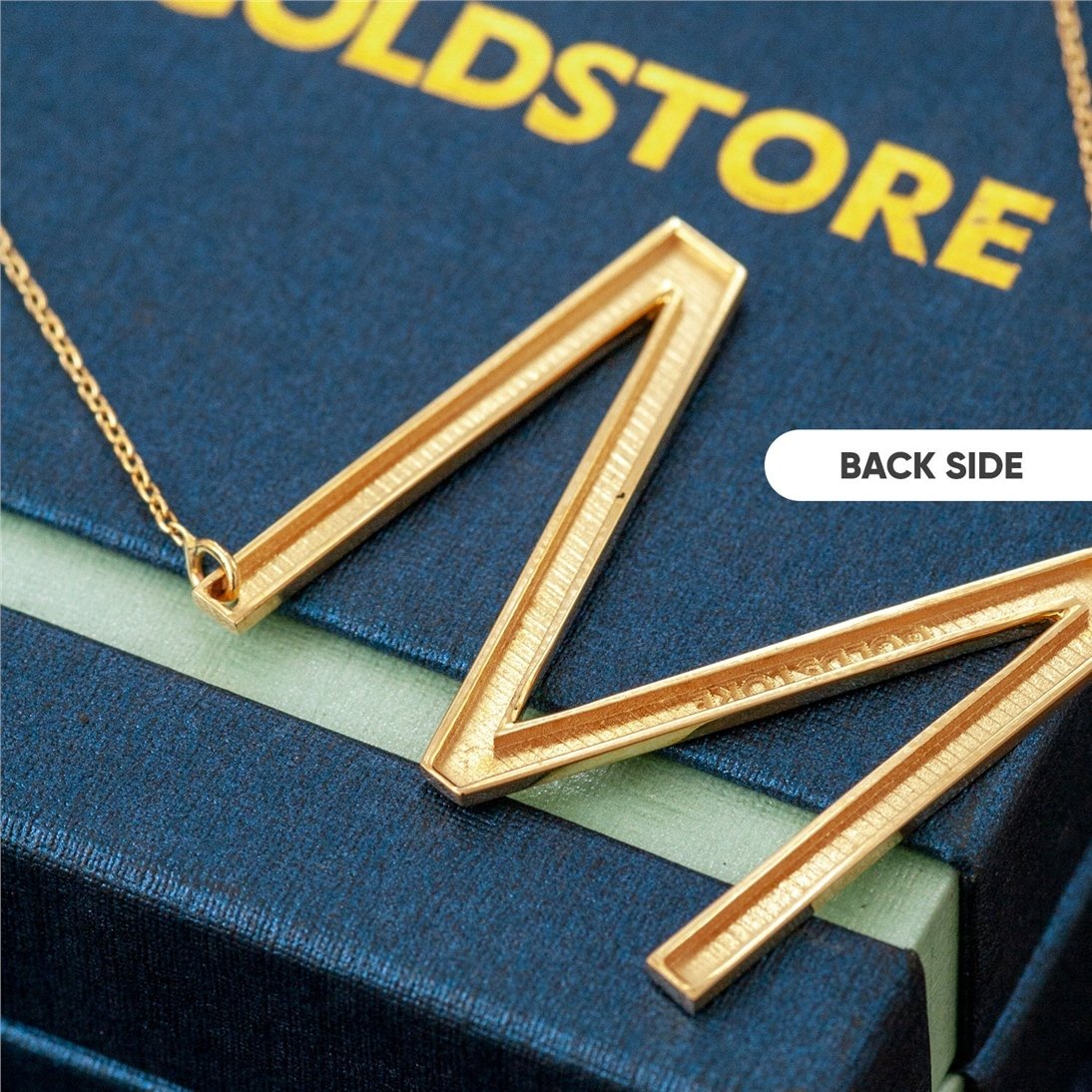 Goldstore-14k Solid Gold Personalized Large Initial Necklace. Overaized Big Letter Custom Gold Necklace is a Great Gift For Her. Valentine's Gift.