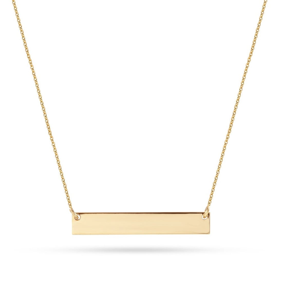 Goldstore-14k Solid Gold Personalized Name Bar Necklace, Dainty Family Bar Necklace is Available for Name Coordinate Date or Handwriting Names