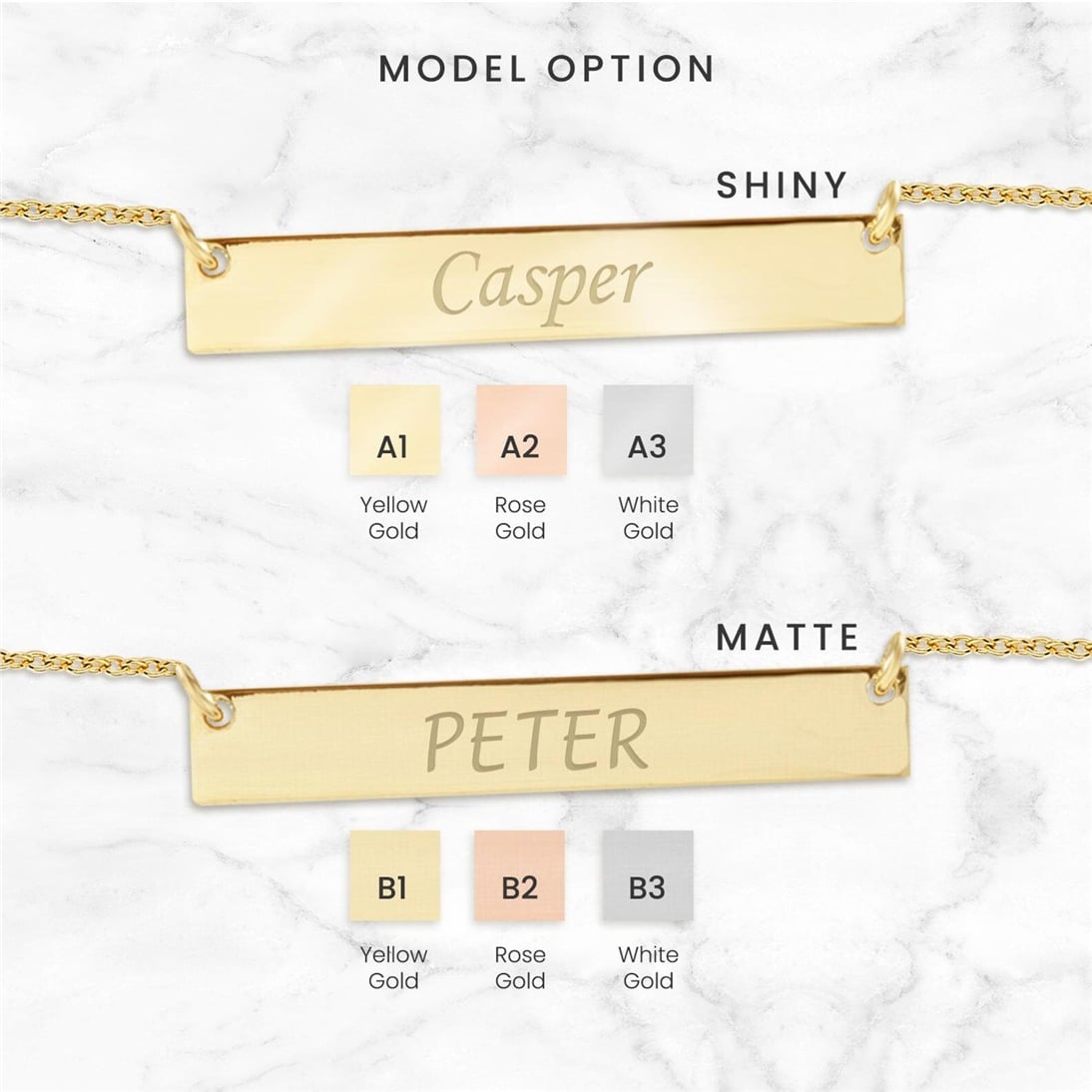 Goldstore-14k Solid Gold Personalized Name Bar Necklace, Dainty Family Bar Necklace is Available for Name Coordinate Date or Handwriting Names