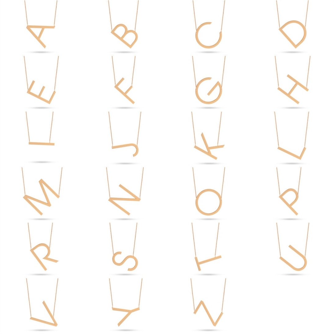 Goldstore-14k Solid Gold Personalized Large Initial Necklace. Overaized Big Letter Custom Gold Necklace is a Great Gift For Her. Valentine's Gift.