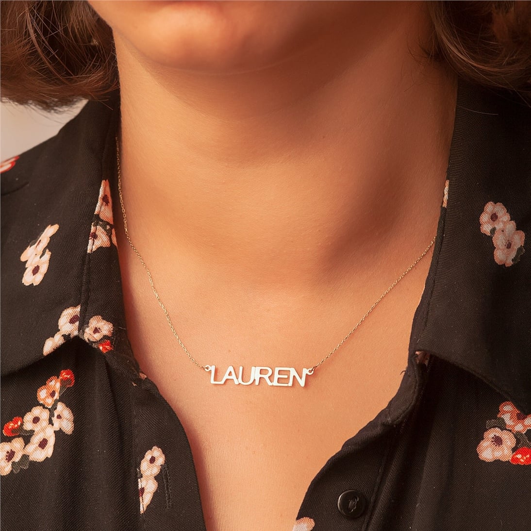 Goldstore-14k Solid Gold Personalized Name Necklace, Solid Gold Custom Name Necklace is Gift For Mom, Gold Nameplate Necklace Mother's Day Gift.