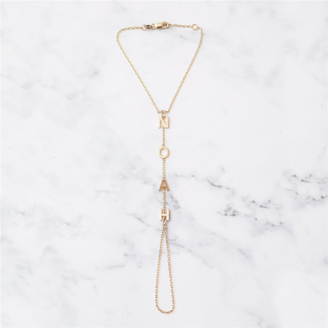 Goldstore-14k Solid Gold Sahmeran Custom Initial Bracelet, Slave Letter Bracelet, Personalized Multiple Letter Bracelet, Custom Alphabet Ring Bracelet