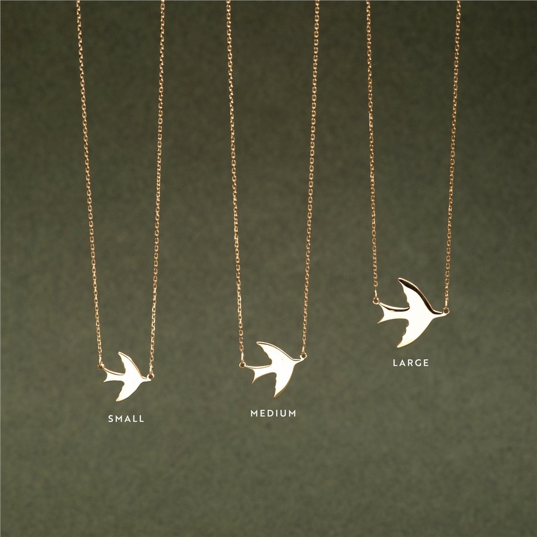 Goldstore-14k Solid Gold Swallow Necklace, Dainty Gold Flying Bird Necklace is a Great Gift For Her. Gift For Valantine' Love