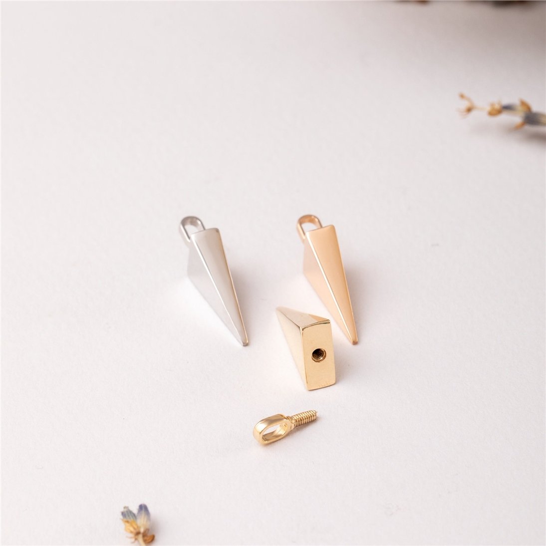 Goldstore-14K Solid Gold Triangle Cremation Urn Necklace, Custom Triangle Urn Charm, Triangular Prism Shape Urn, Memorial Funeral Necklace For Ashes