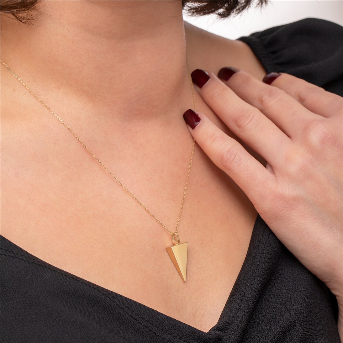 Goldstore-14K Solid Gold Triangle Cremation Urn Necklace, Custom Triangle Urn Charm, Triangular Prism Shape Urn, Memorial Funeral Necklace For Ashes
