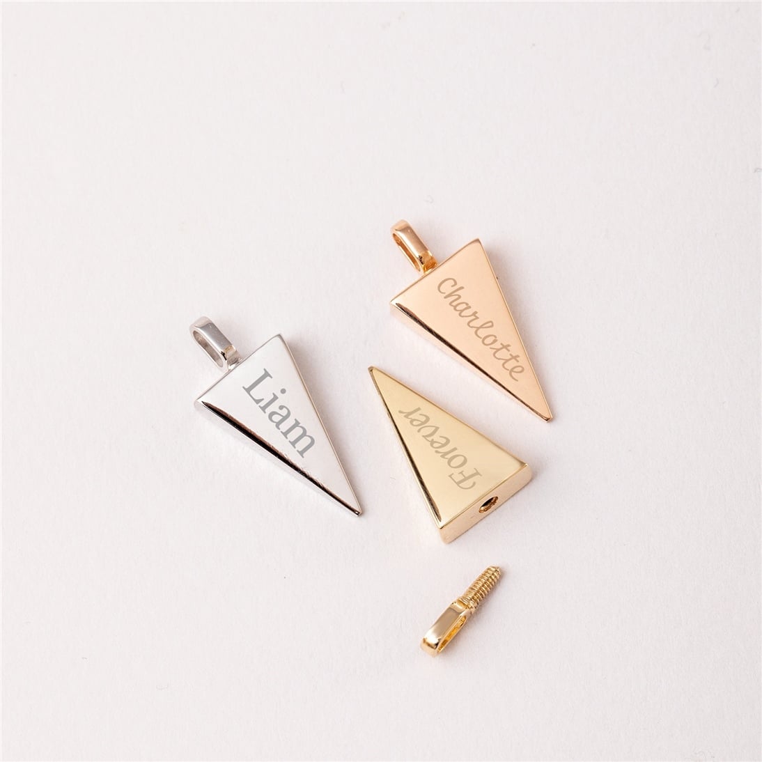 Goldstore-14K Solid Gold Triangle Cremation Urn Necklace, Custom Triangle Urn Charm, Triangular Prism Shape Urn, Memorial Funeral Necklace For Ashes