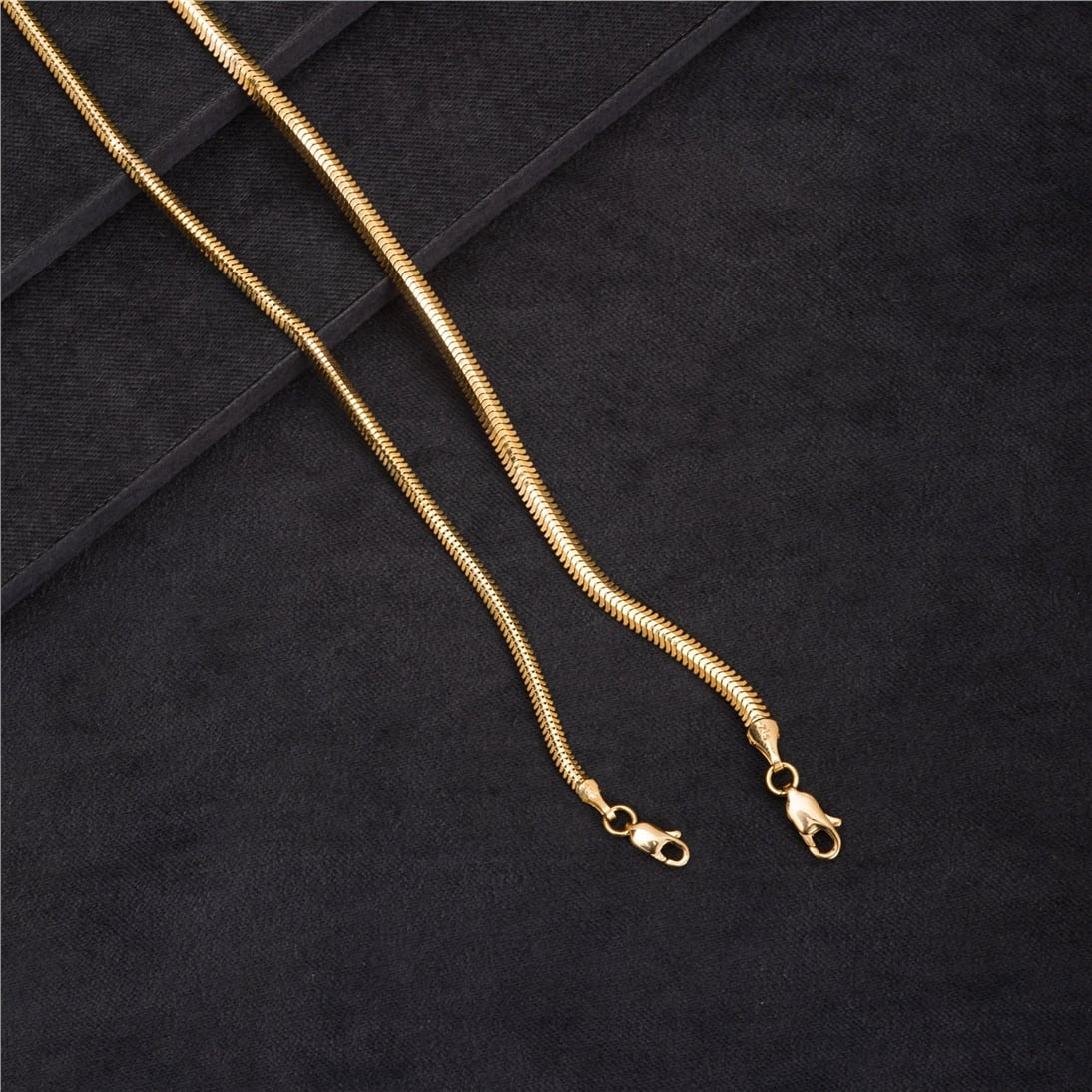 Goldstore-14K Solid Thick Herringbone Gold Necklace, Snake Chain Yellow Gold Necklace, Italian Chain, Layering Necklace, Serpentine Chain Necklace,