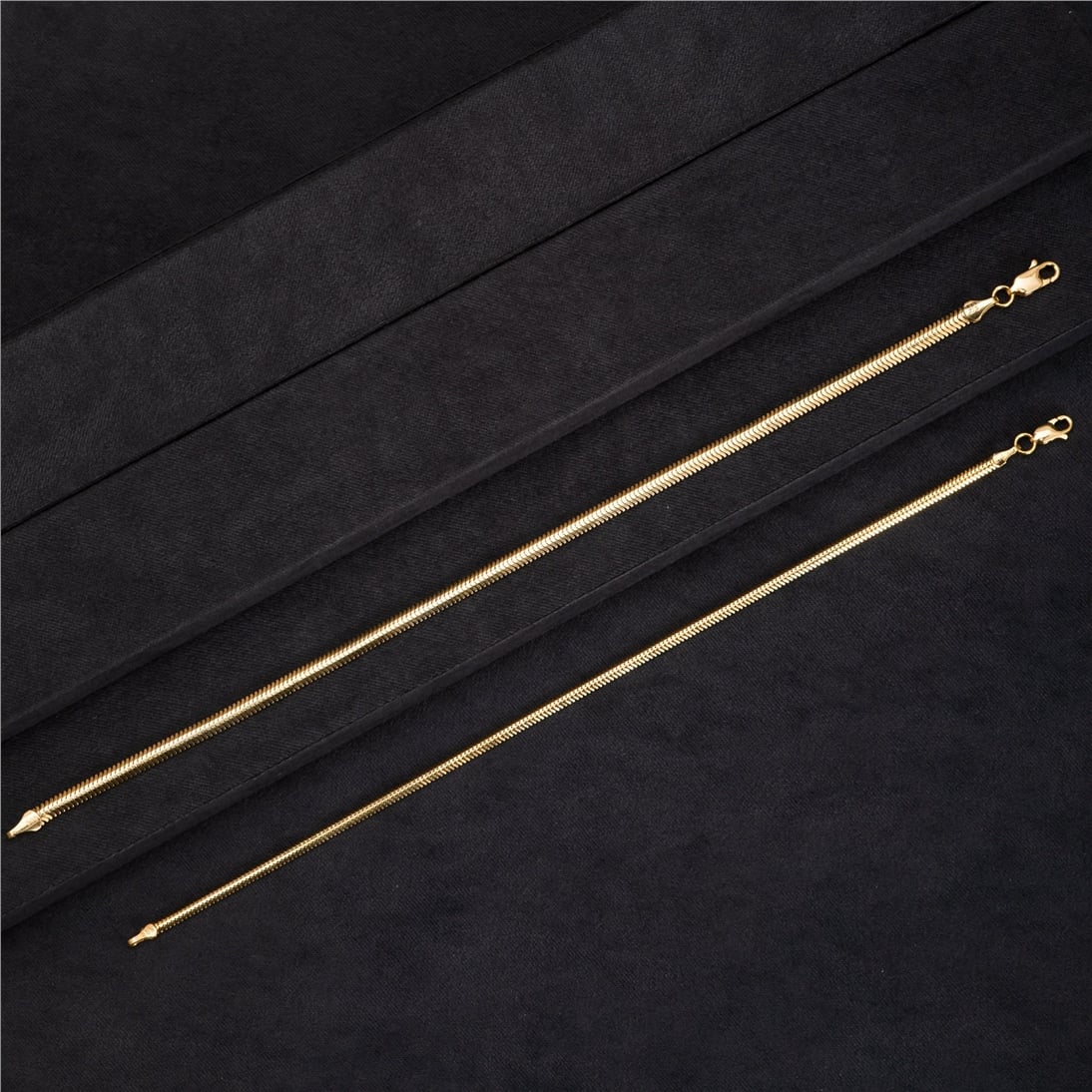 Goldstore-14K Solid Thick Herringbone Gold Necklace, Snake Chain Yellow Gold Necklace, Italian Chain, Layering Necklace, Serpentine Chain Necklace,