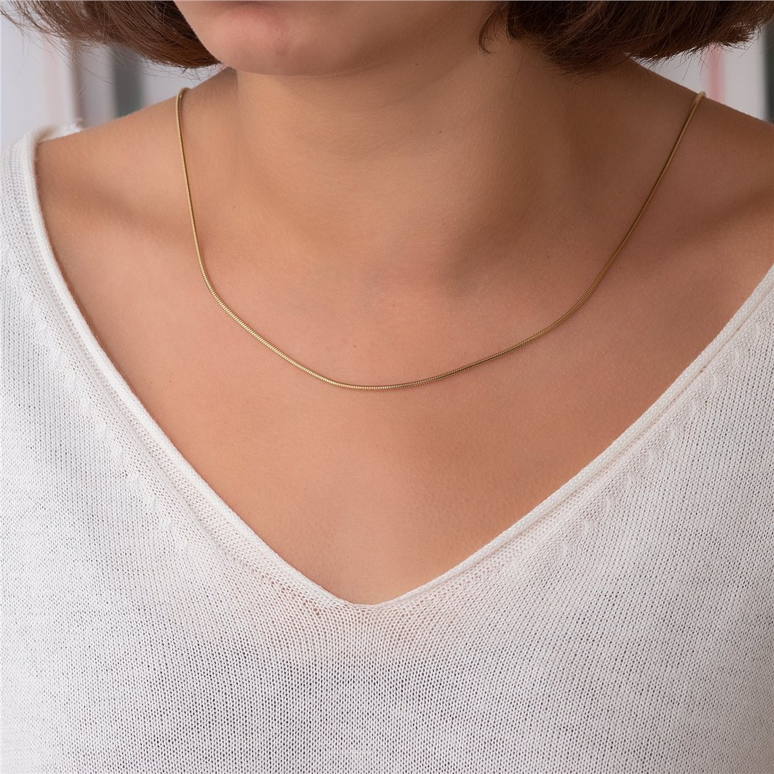 Goldstore-14K Solid Yellow Gold Snake Chain, Yellow Gold Long Snake Chain Necklace, 14 To 32 Inch Long Snake Chain Layering Necklace