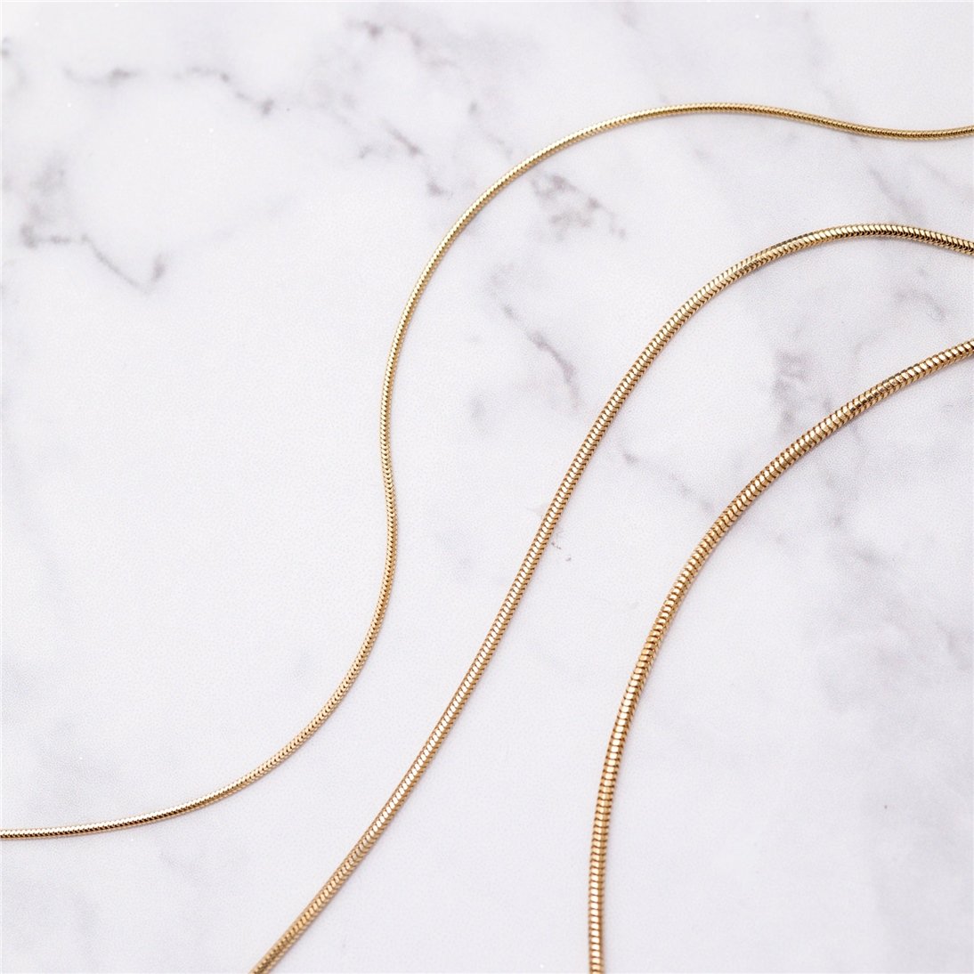 Goldstore-14K Solid Yellow Gold Snake Chain, Yellow Gold Long Snake Chain Necklace, 14 To 32 Inch Long Snake Chain Layering Necklace