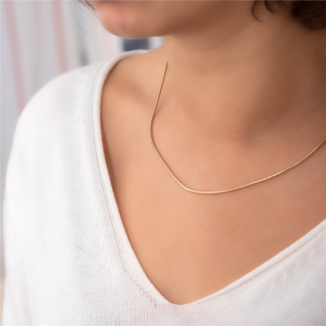 Goldstore-14K Solid Yellow Gold Snake Chain, Yellow Gold Long Snake Chain Necklace, 14 To 32 Inch Long Snake Chain Layering Necklace