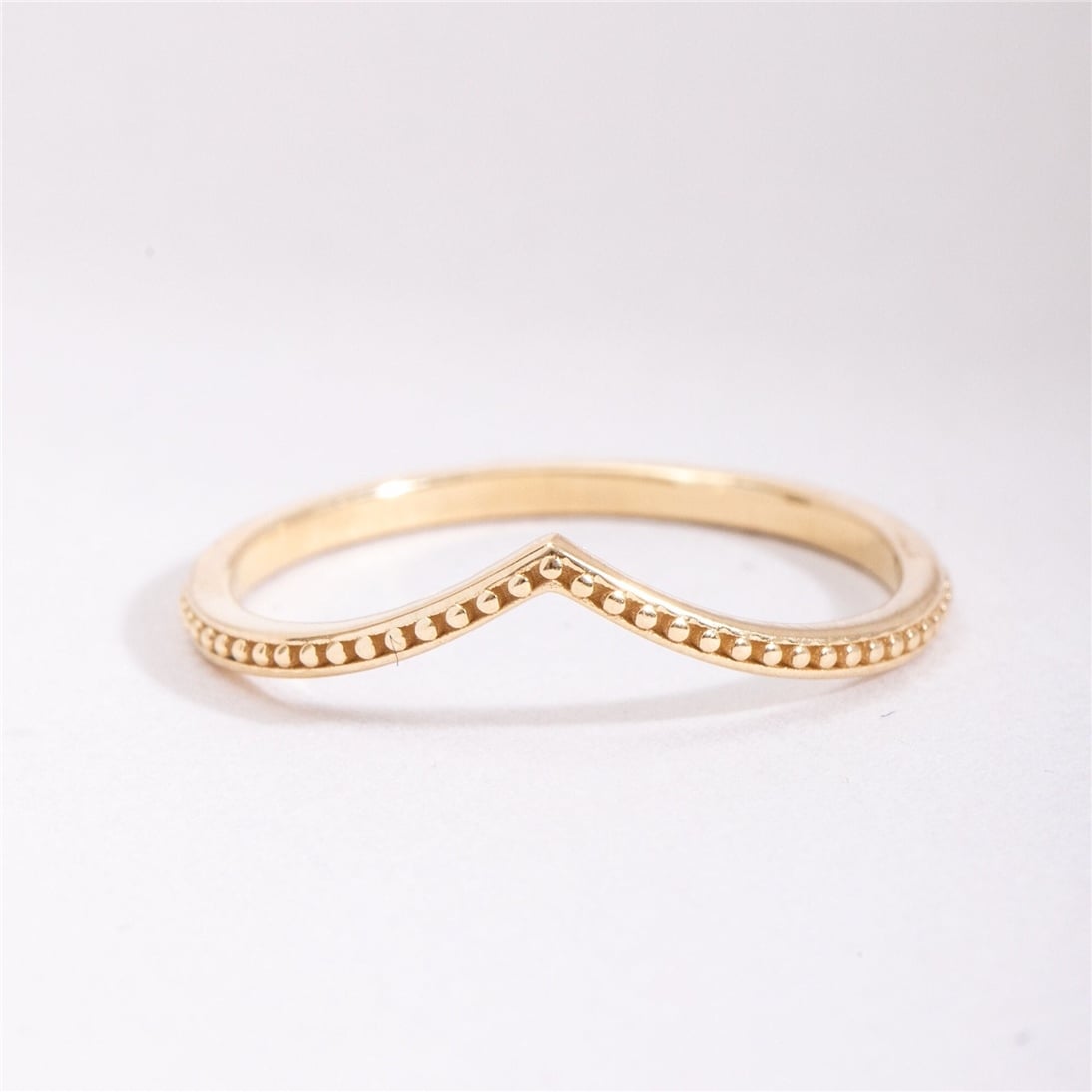 Goldstore-Chevron Ring 14k 18k Solid Gold, Minimalist  Stacking Ring, Dainty Everyday Band Ring, Knuckle Pinky Ring For Couples Gift For Valentine