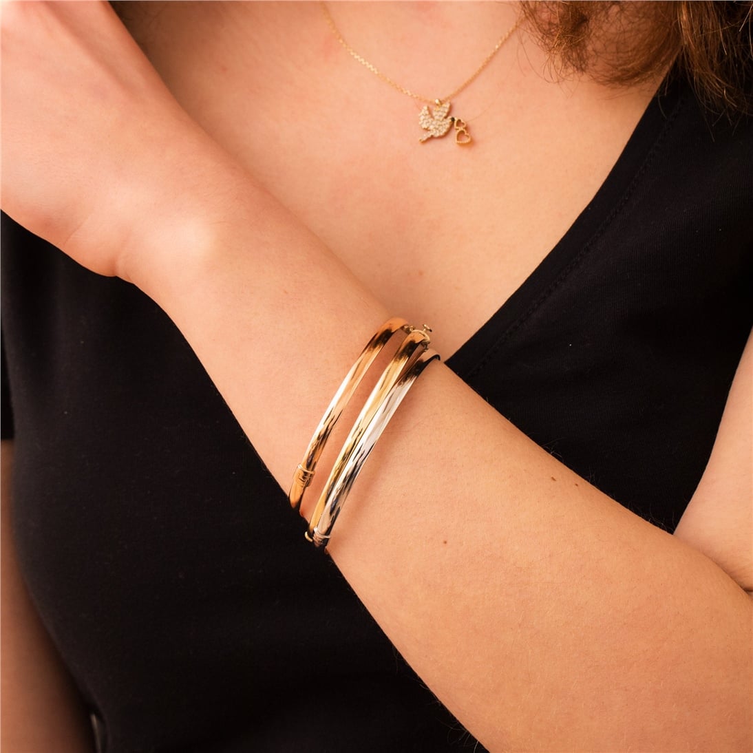 Goldstore-Custom Engrave Hinged Bangle 14k Real Gold, Personalize Name Date Coordinate Hinged Bracelet, Elegant Customized Bangle Perfect Gift for Her