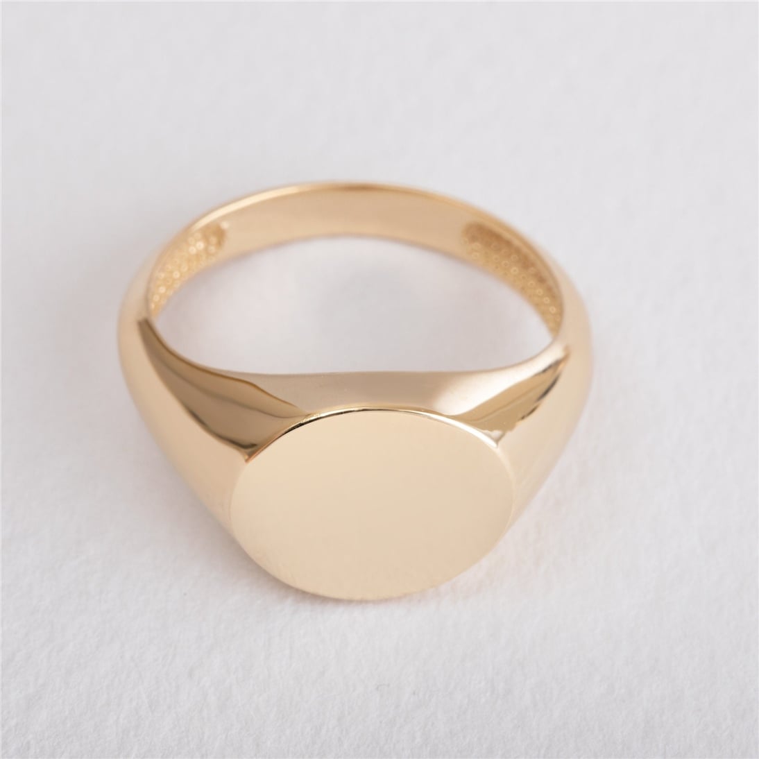Goldstore-Custom Initial Engraved Signet Ring in 14K 18K Solid Gold, Personalize Letter Signet Circle Gold Ring Available in Gold Rose and White Gold