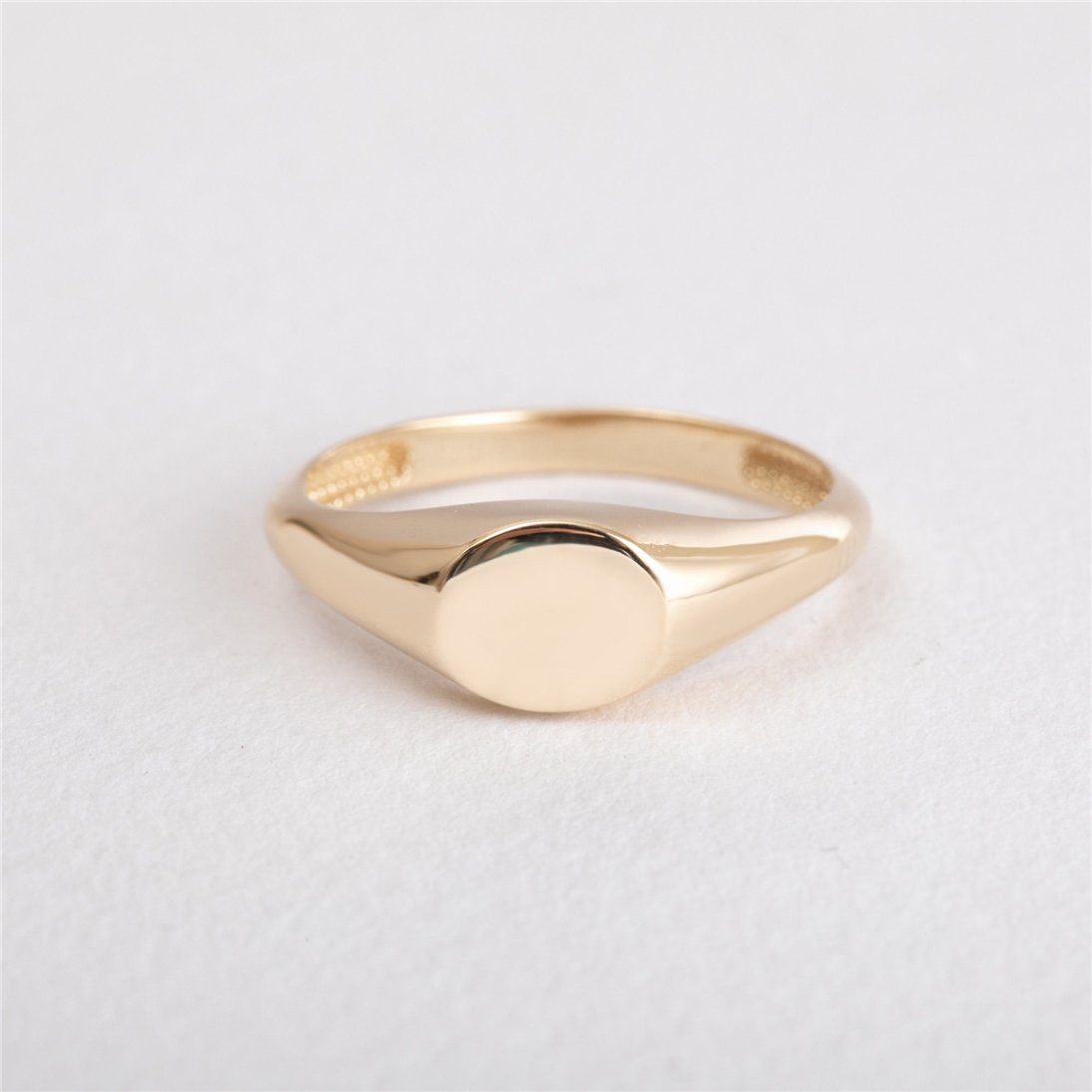 Goldstore-Custom Initial Engraved Signet Ring in 14K 18K Solid Gold, Personalize Letter Signet Circle Gold Ring Available in Gold Rose and White Gold