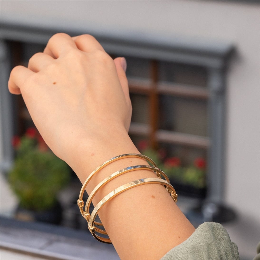 Goldstore-Hinged Bracelet 14K Solid Gold, Custom Name Date Engraved Plain Gold Bangle, Stacking Solid Gold Cuff, Personalized Engrave Bangle Bracelet