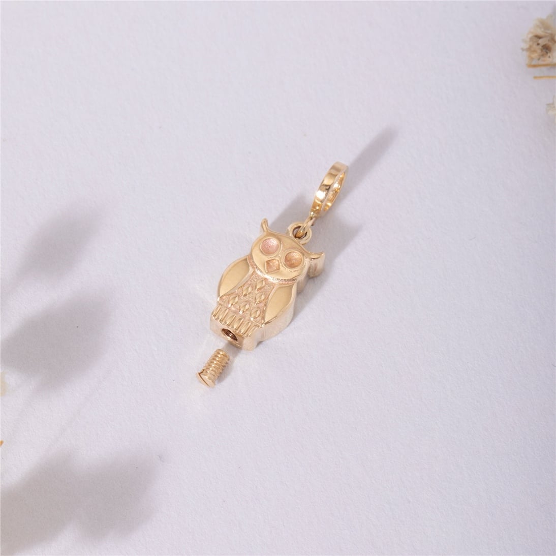 Goldstore-Night Owl Urn Pendant 14k 18k Solid Gold, Owl Bird Cremation Necklace,Custom Engrave Owl Urn Pendant,Human Pet Remains Holder, Gift For Loss