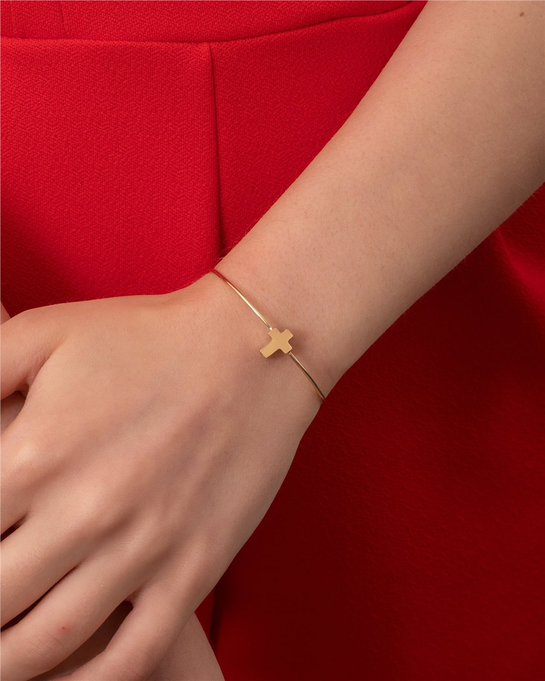 Goldstore-Personalized Cremation Cross Urn Bangle Bracelet for Human Ashes, 14K 18K Solid Gold Custom Name Date Word Engrave Ashes Holder Urn Bracelet