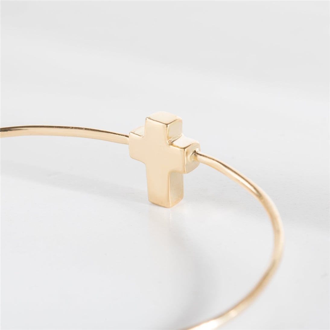 Goldstore-Personalized Cremation Cross Urn Bangle Bracelet for Human Ashes, 14K 18K Solid Gold Custom Name Date Word Engrave Ashes Holder Urn Bracelet