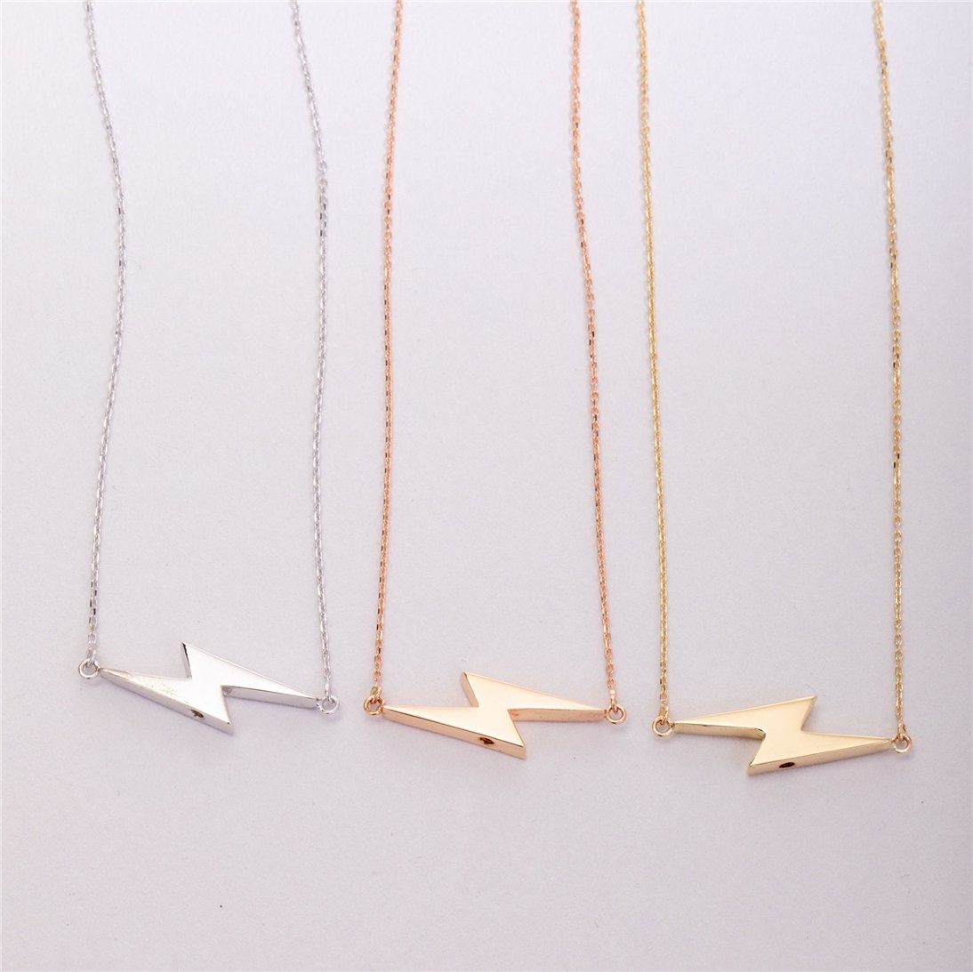 Goldstore-Personalized Cremation Sideways Lightning Bolt Urn 14K 18K Solid Gold Necklace Memorial Custom Engraved  Mom Dad Son Ashes Holder Necklace