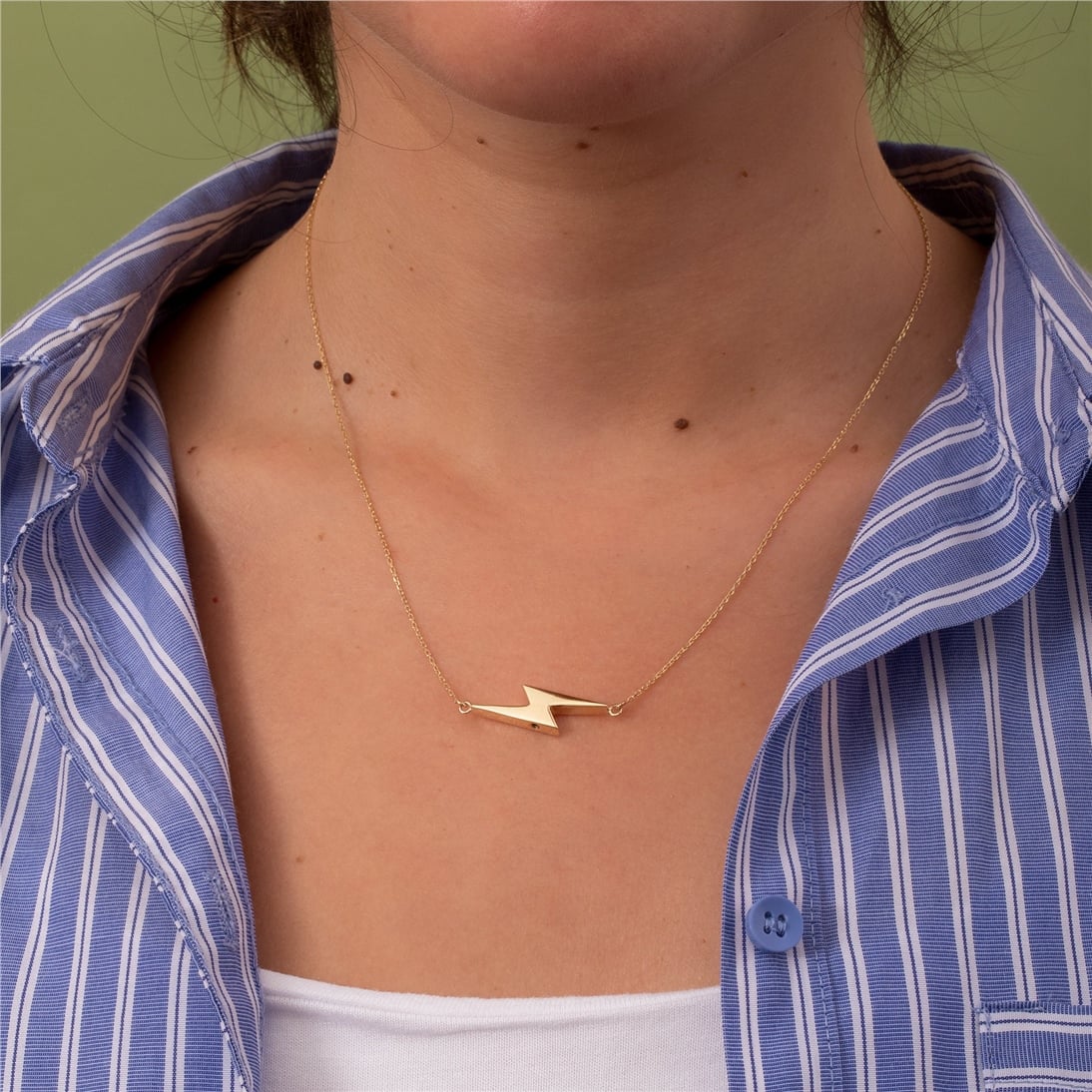Goldstore-Personalized Cremation Sideways Lightning Bolt Urn 14K 18K Solid Gold Necklace Memorial Custom Engraved  Mom Dad Son Ashes Holder Necklace