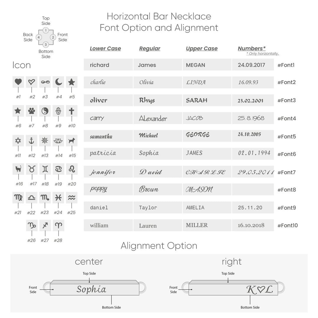 Goldstore-Personalized Horizontal Bar 18K Solid Gold Necklace, Four Sided Name Necklace, Solid Gold 3D Horizontal Bar Necklace, Engrave coordinate.