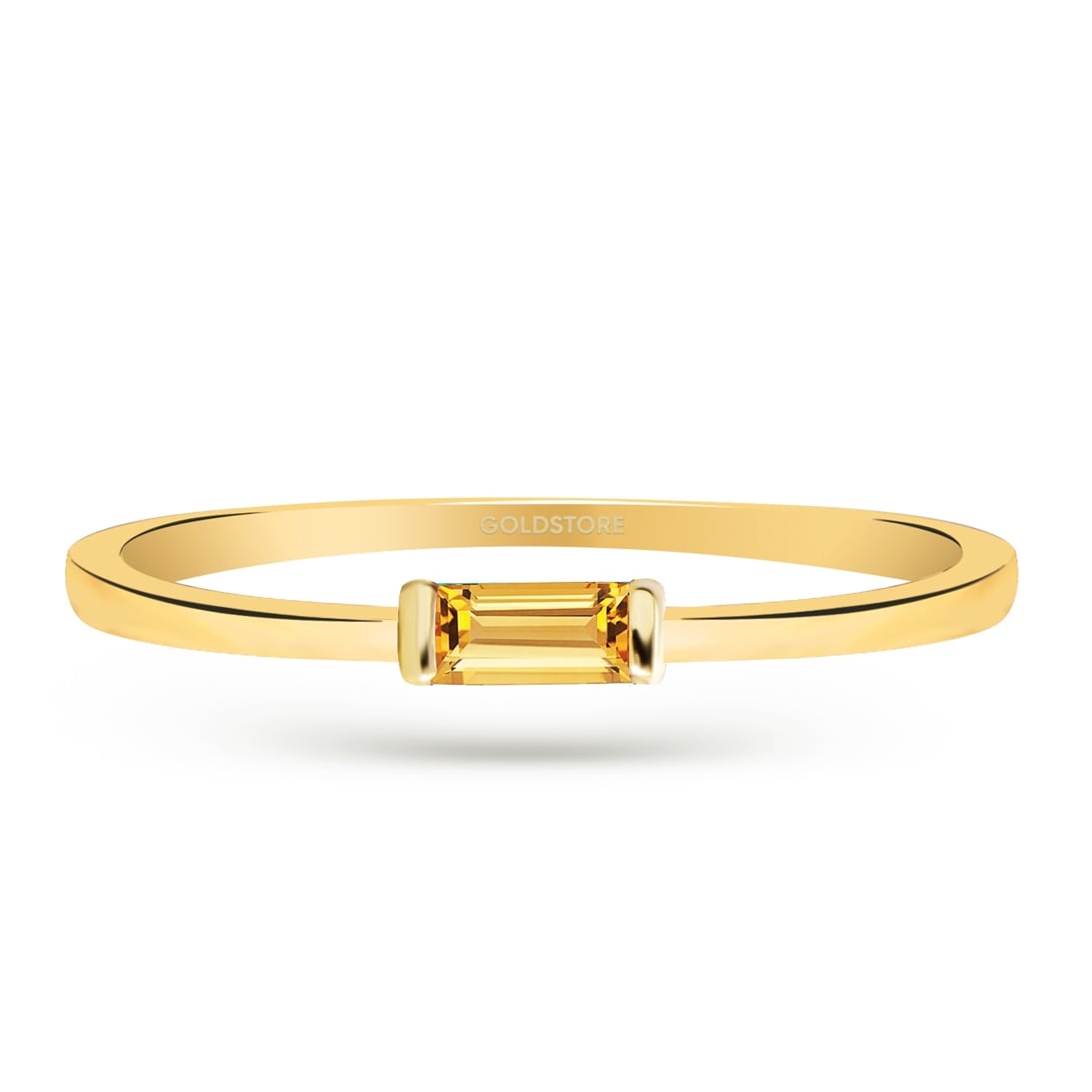 Goldstore-Sarı Safir Yatay Baget Yüzük