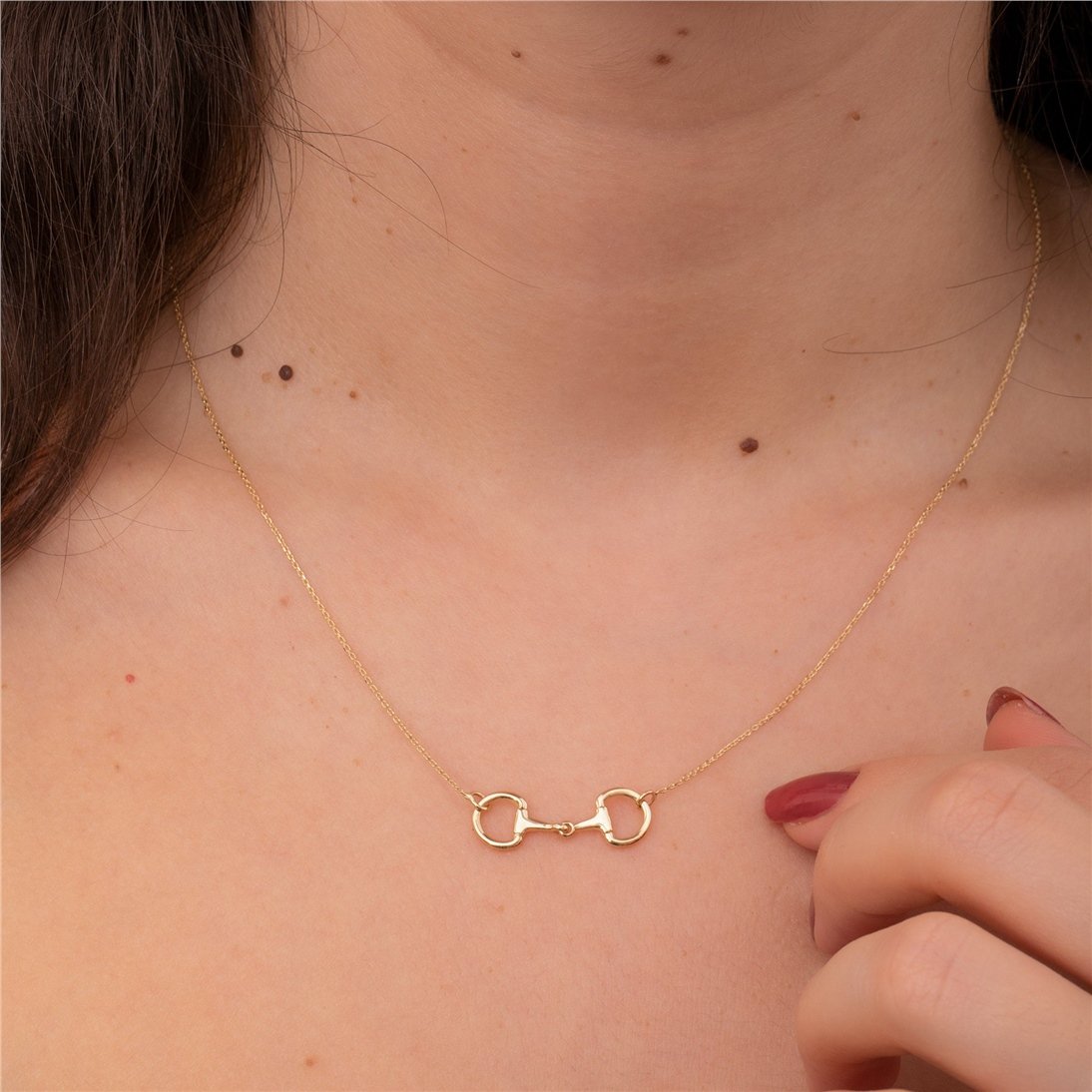 Goldstore-Snaffle Bit Necklace 14k 18k Solid Gold, Dainty Stirrup Necklace, Horse Lovers Equestrian Necklace, Elegant Horsebit Necklace, Gift For Her