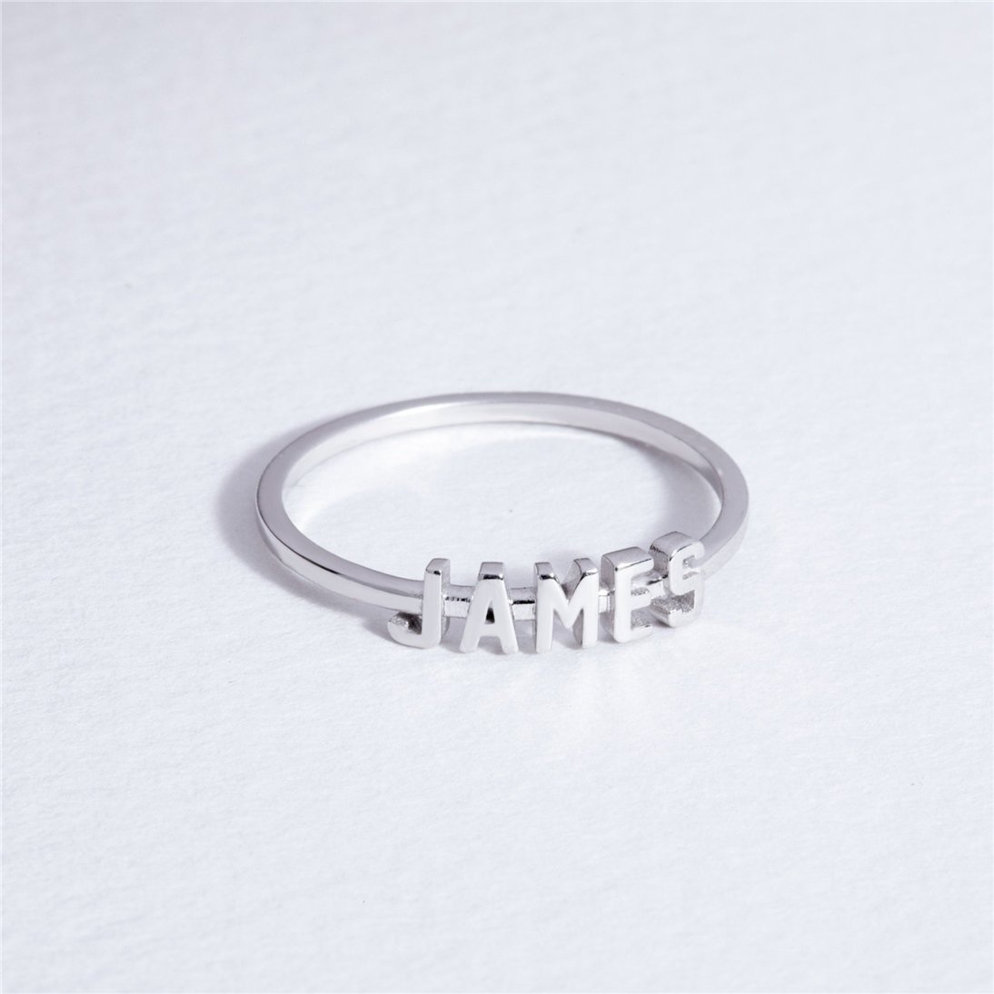 Goldstore-Tiny Name Ring in 14K 18K Solid Gold, Personalized Stackable Ring, Stacked Name Ring, Custom Message Word Name Letter Gold Ring Gift For Her