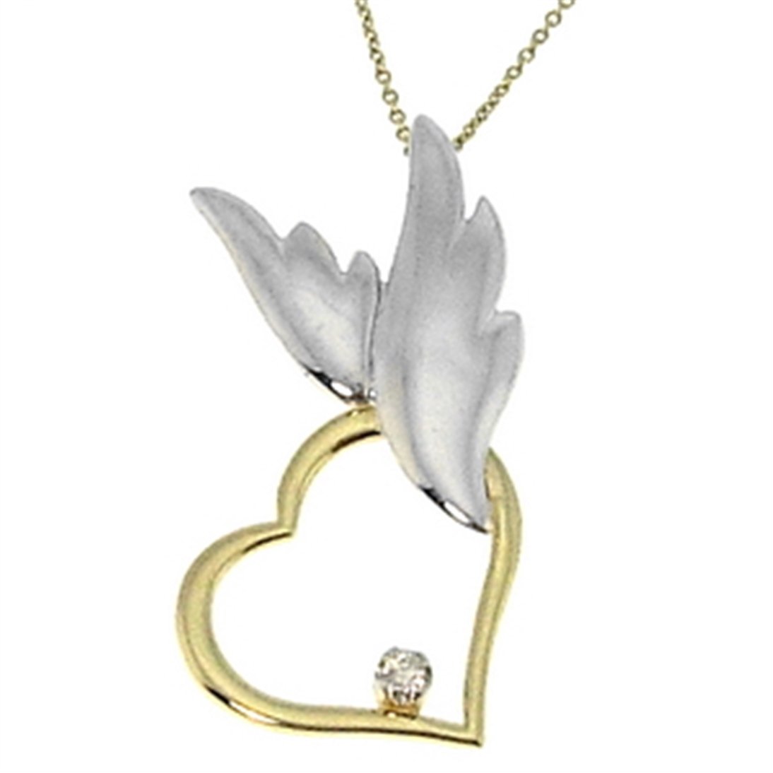 Goldstore-URL 0.02 ct. Pırlanta Kalp, Melek Kolye