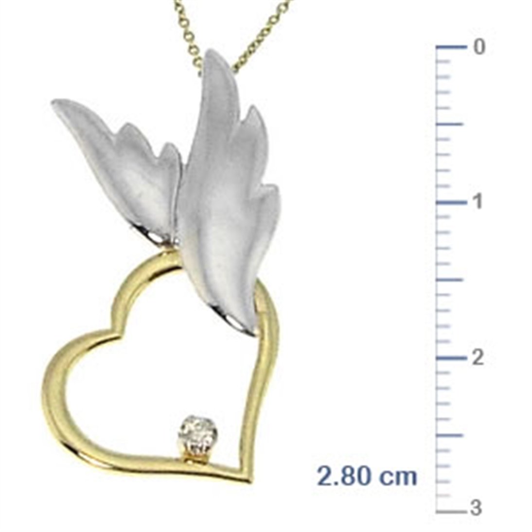 Goldstore-URL 0.02 ct. Pırlanta Kalp, Melek Kolye