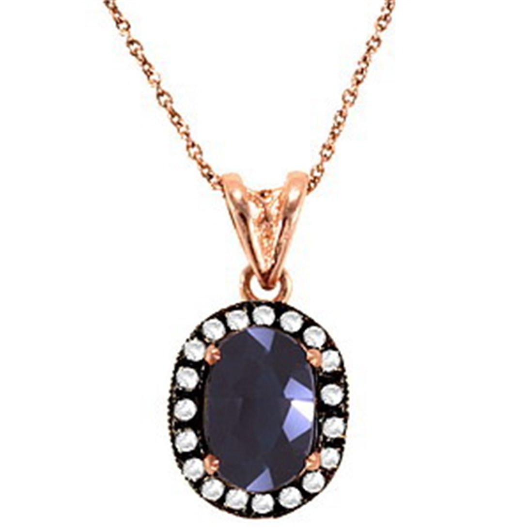 Goldstore-URL 0.07 ct. Pırlanta Safir Anturaj Kolye