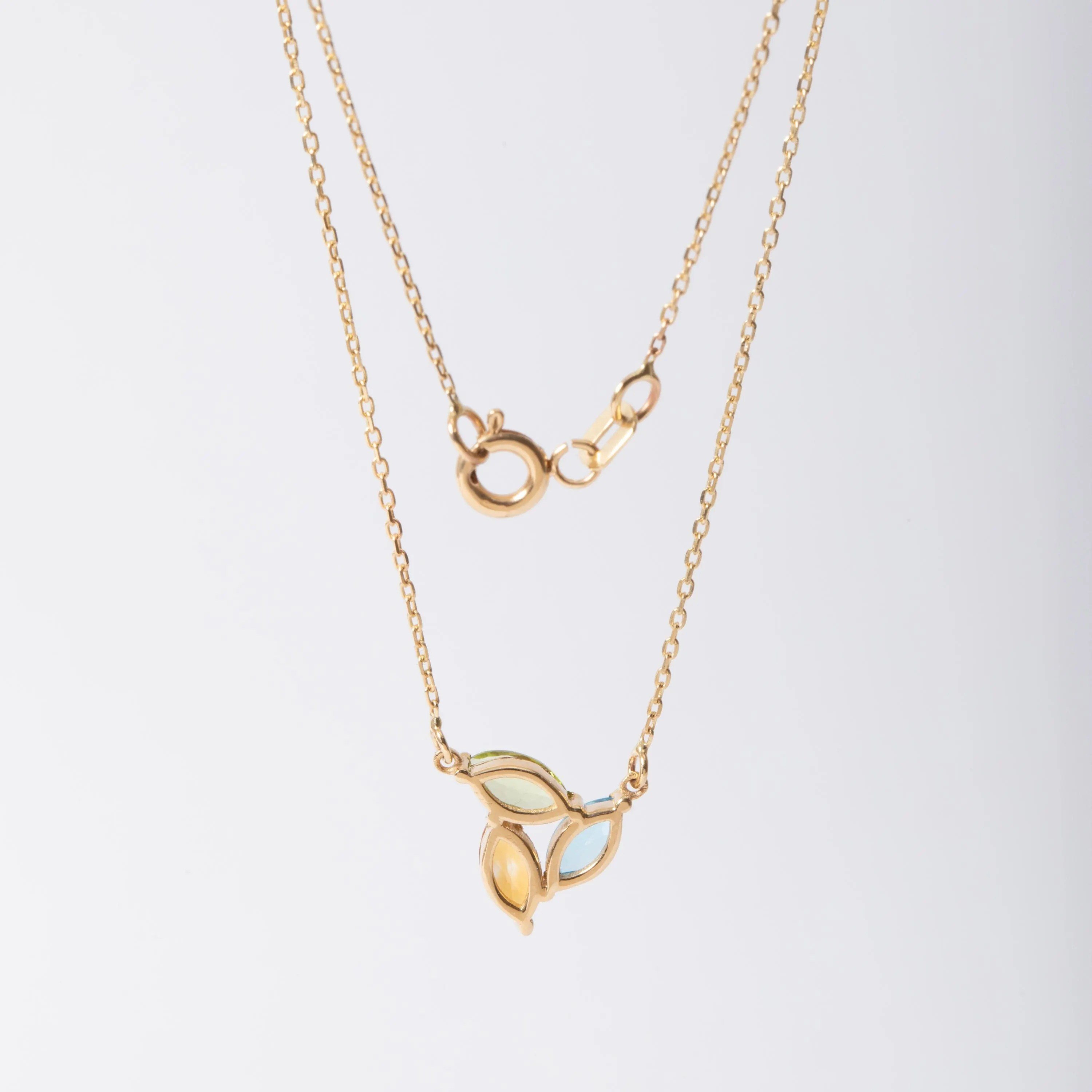 Sitrin Peridot ve Topaz Altın Kolye - Goldstore