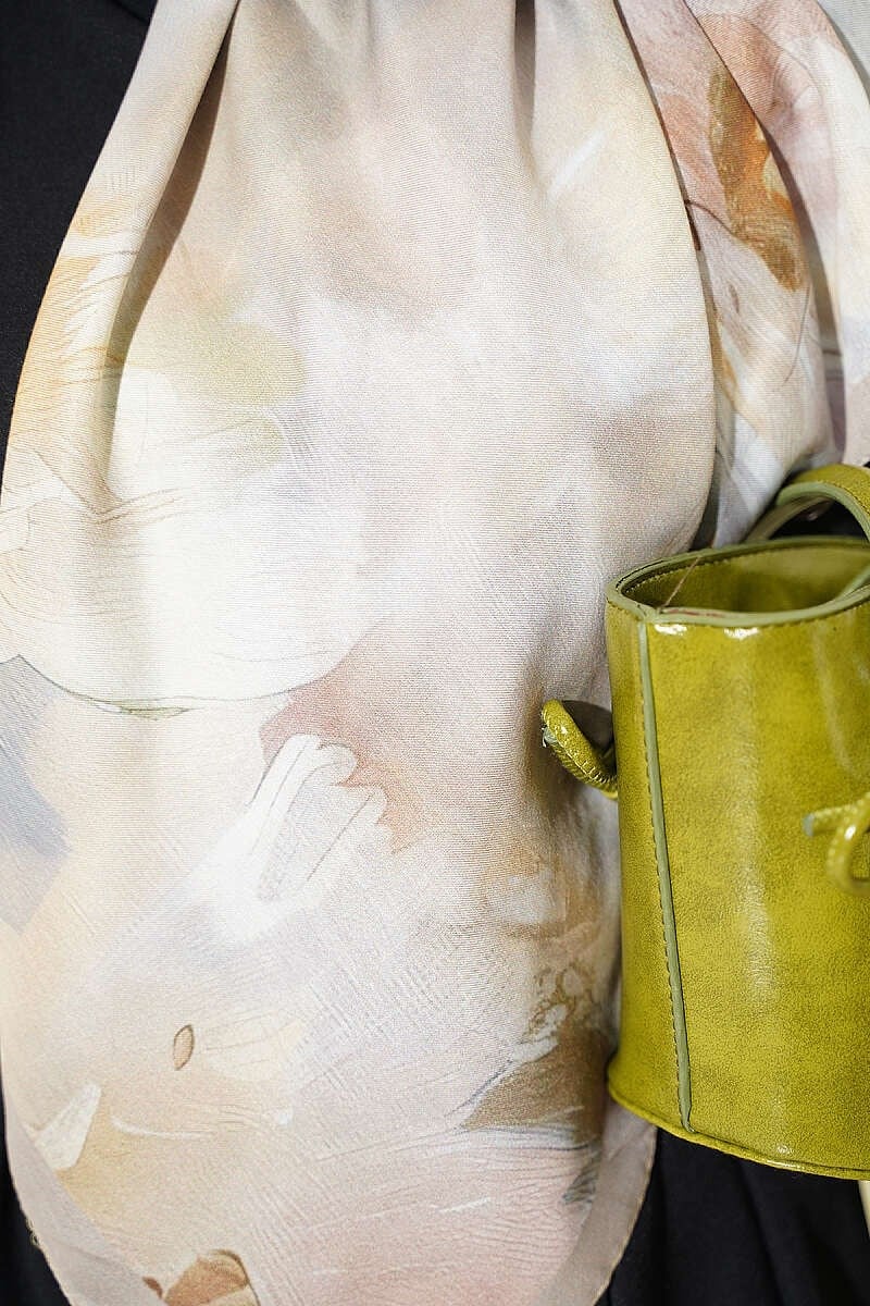 120 cm Pastel Flora Eşarp Bej