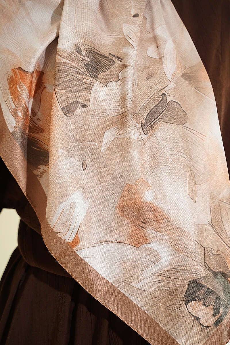 120 cm Pastel Flora Eşarp Safran