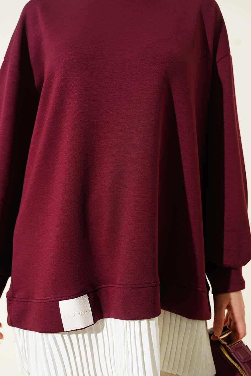 Alt Piliseli Loyşa Tunik Bordo