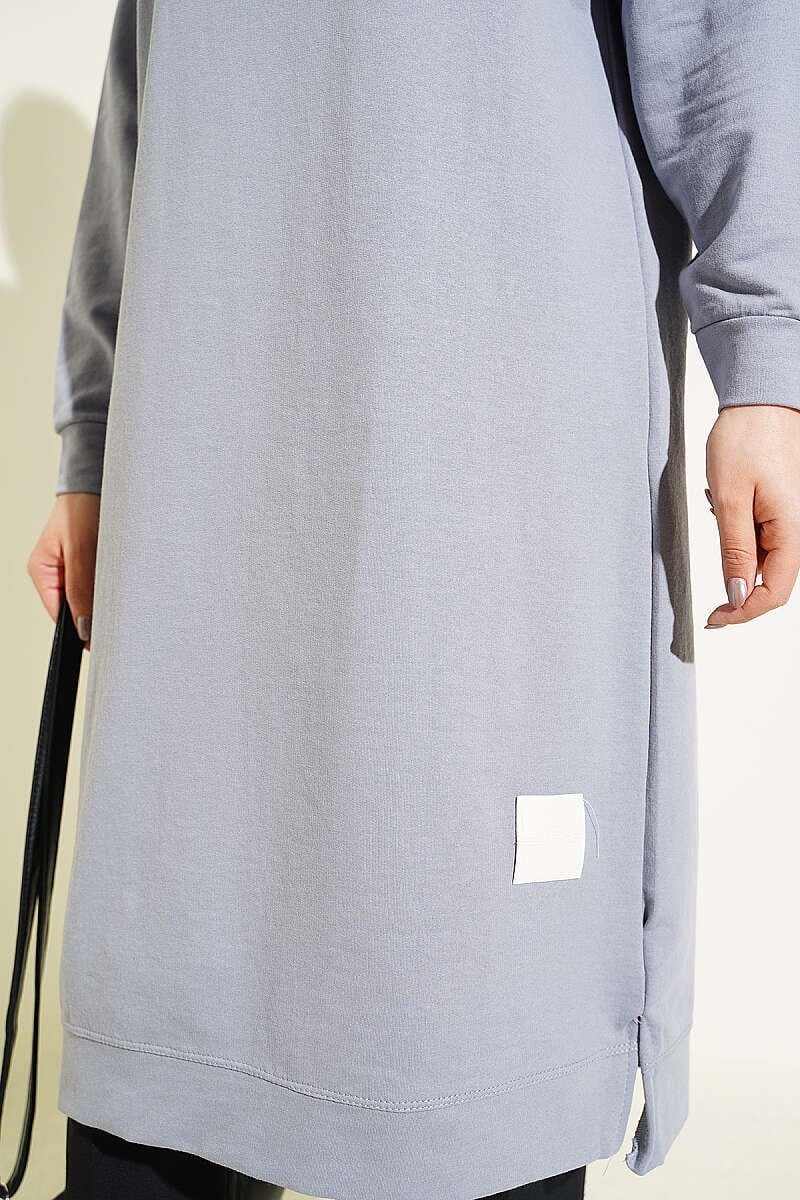 Armalı Uzun Basic Tunik Gri